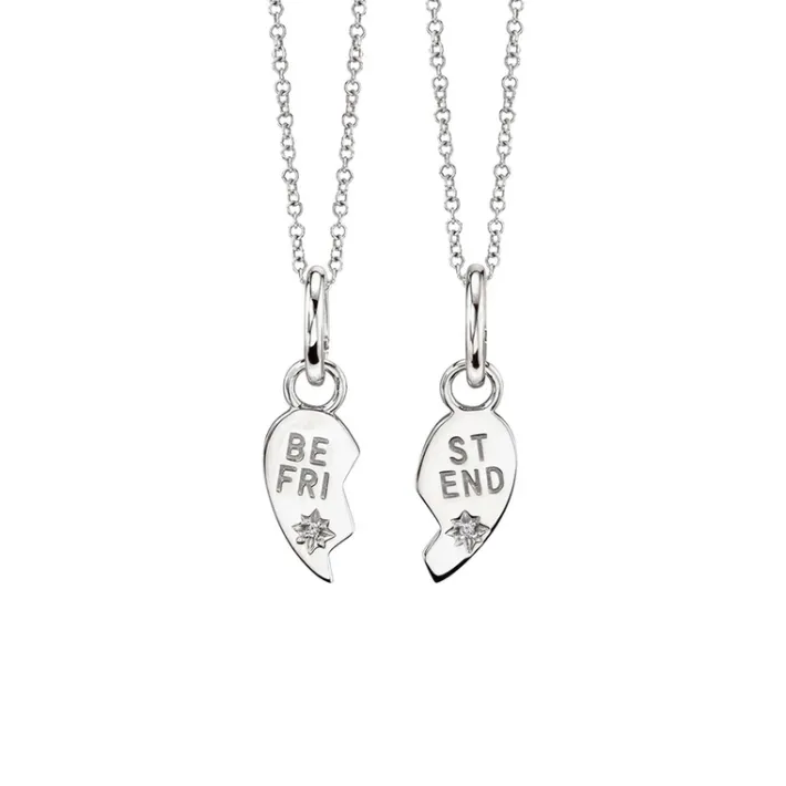 The Last Line Best Friends Heart Pendant Set