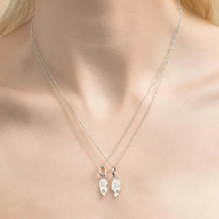 The Last Line Best Friends Heart Pendant Set