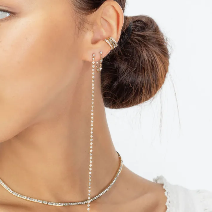 The Last Line Bezel Shoulder Duster Earring