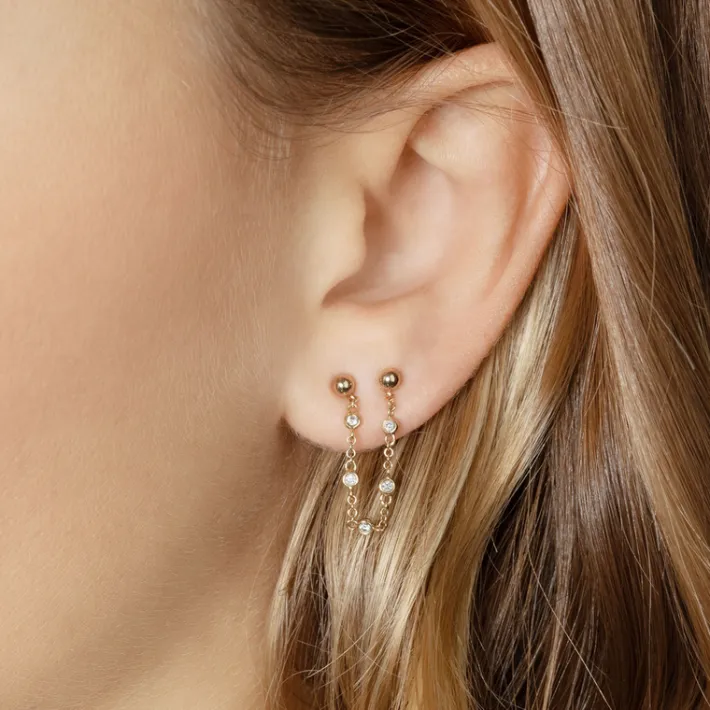 The Last Line Connected Sphere Stud Earring