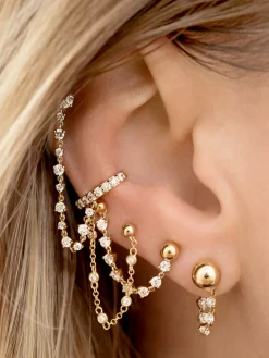 The Last Line Connected Sphere Stud Earring