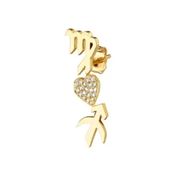 The Last Line Custom Heart and Zodiac Earring
