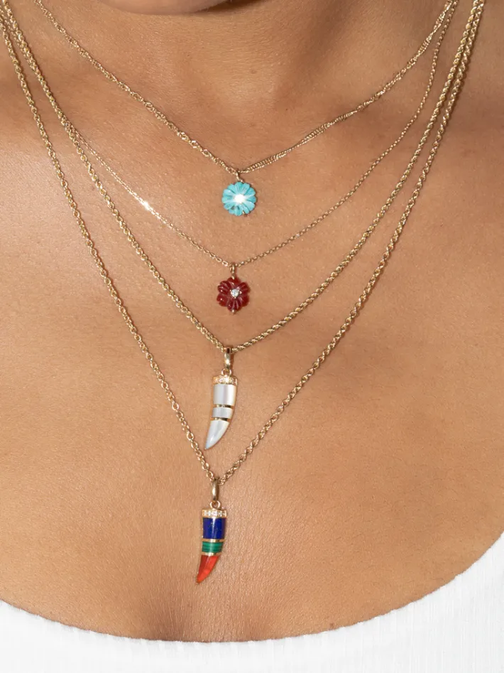 The Last Line Double Drop Carved Flower Necklace