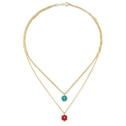 The Last Line Double Drop Carved Flower Necklace