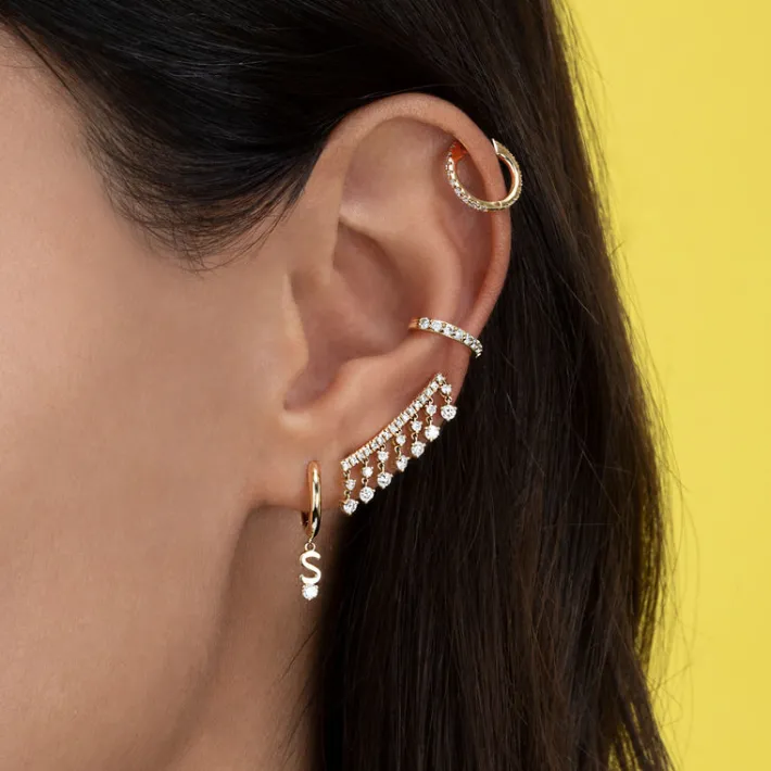 The Last Line Initial Slim Hoop Earring
