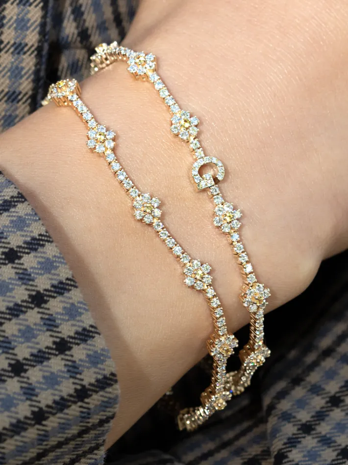 The Last Line Personalized Diamond Flower Tennis Bracelet