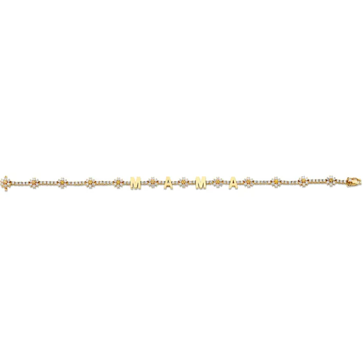 The Last Line Personalized Diamond Flower Tennis Bracelet
