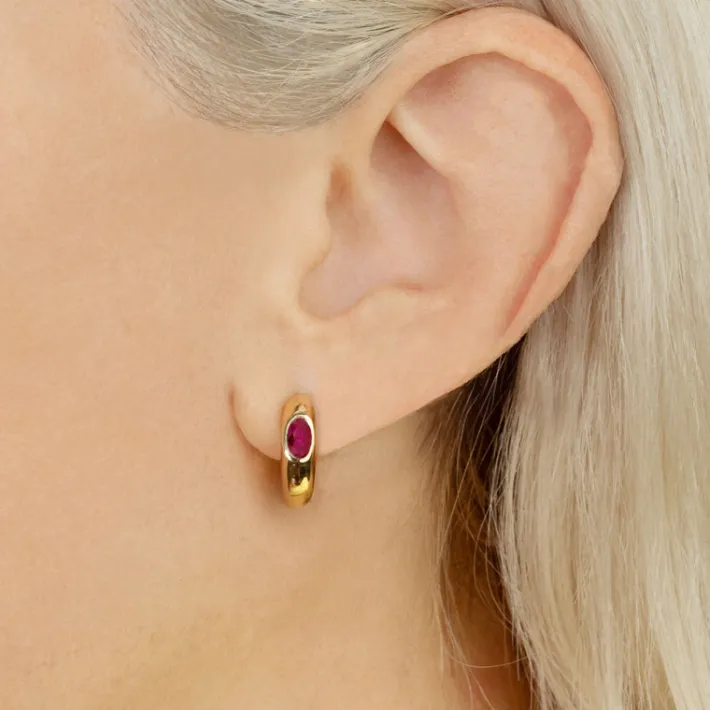 The Last Line Ruby Oval Wide Hoop #4