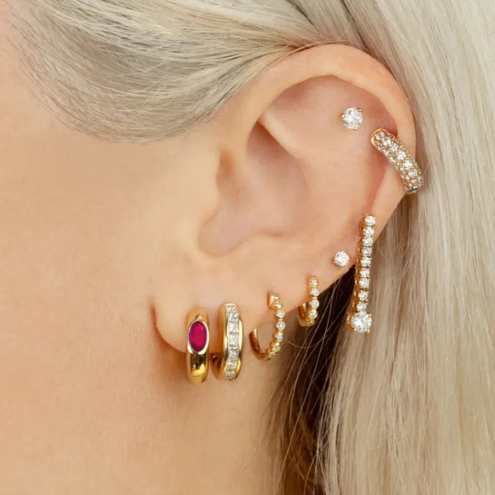 The Last Line Ruby Oval Wide Hoop #4