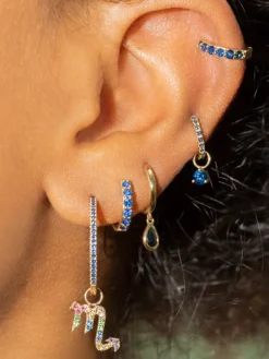 The Last Line Solitaire Stone Hoop Charm