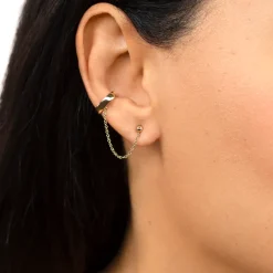 The Last Line Sphere Stud With Square Ear Cuff