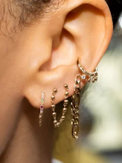 The Last Line Stud and Sphere Connected Earring